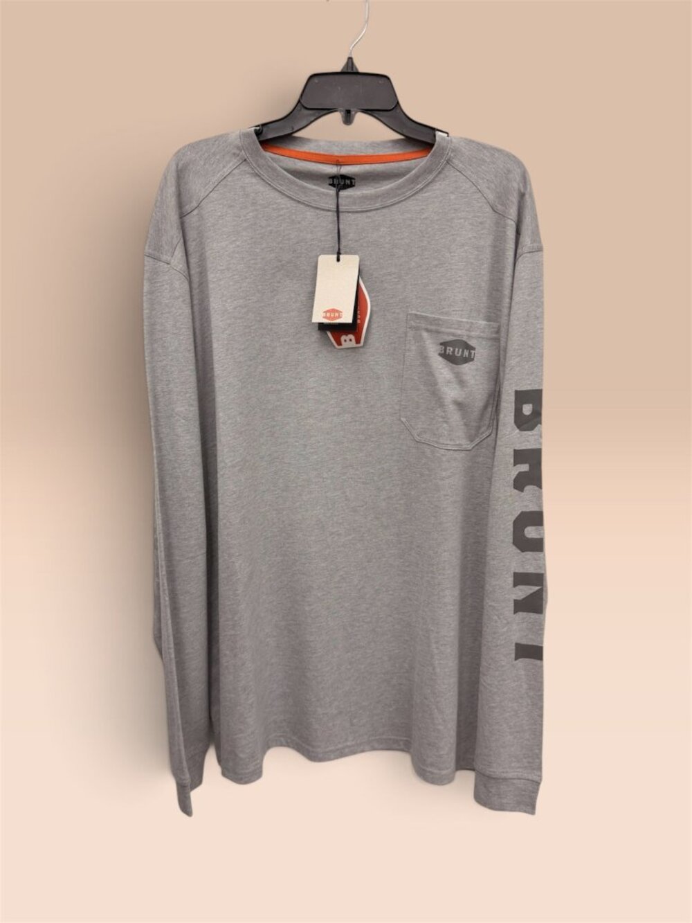 Gray Brunt Long Sleeve Pocket Work Tee, Men’s Size XL